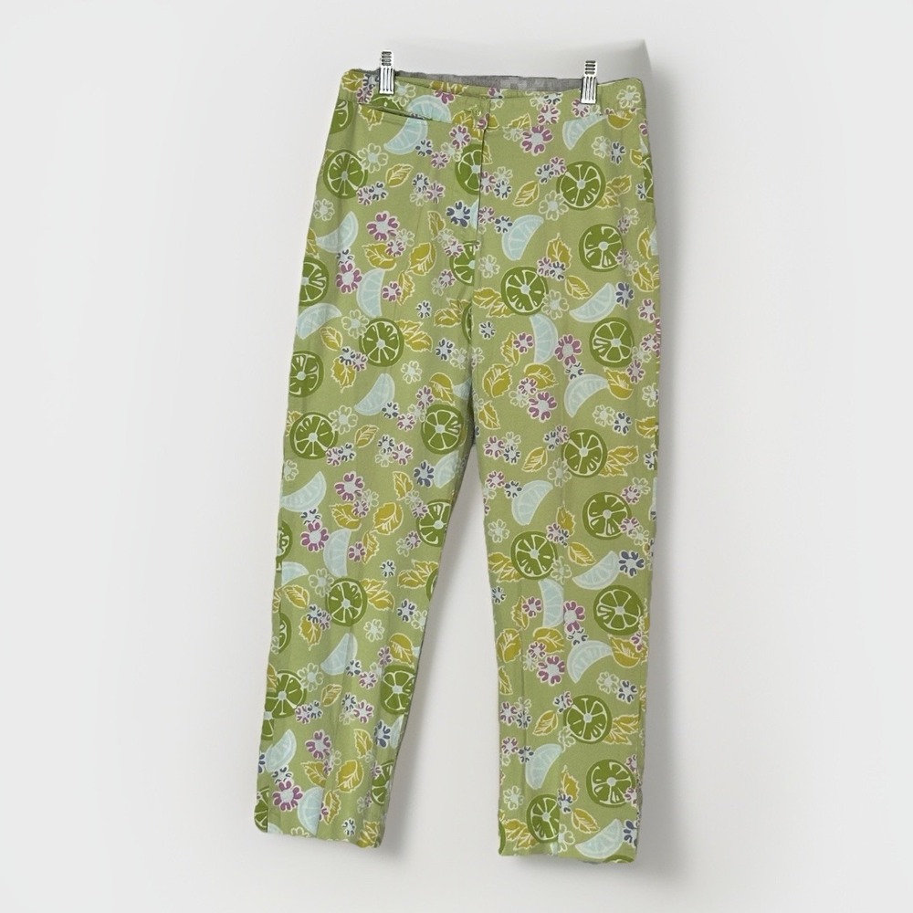 Vintage Lilly Pulitzer Capri Pants Womens 2 Stretch Citrus Print Resortwear